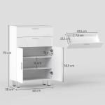 Móvel Auxiliar Casa de Banho 2 Gavetas e Armário Prateleiras Ajustáveis 60x30x93 cm Branco
