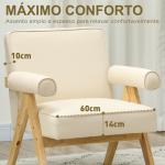 Poltrona Sala de Estar Poltrona Nórdica Poltrona Estofada em PU com Apoio para os Braços 73x70x80 cm Creme