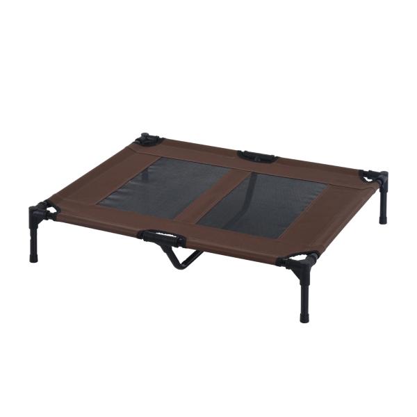 Cama Elevada para Cães Cama de Animais de Estimação com Malha Transpirável e Tecido Oxford para Exterior Interior Ar Livre Jardim Terraço 92x76x18cm Marrom