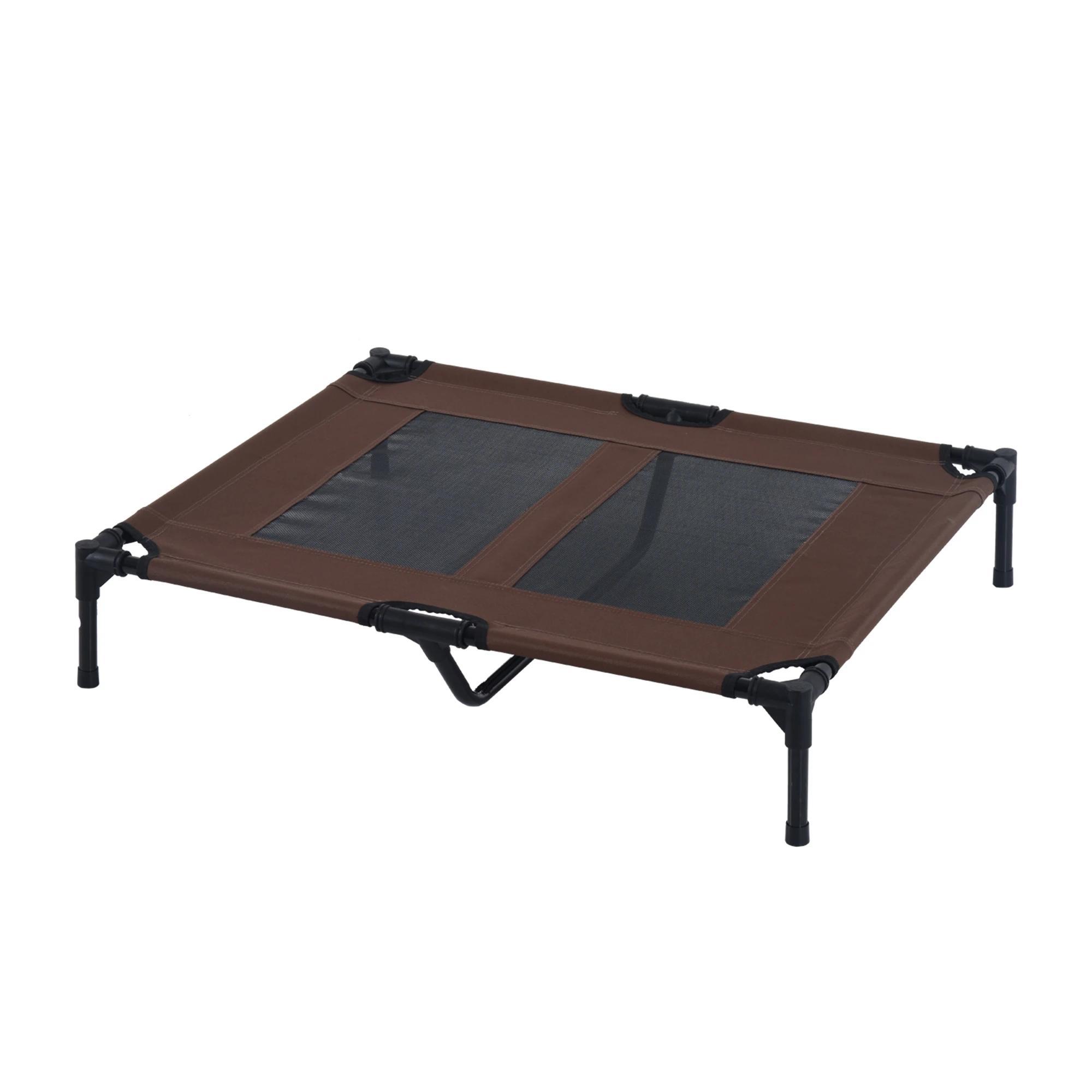 Cama Elevada para Cães Cama de Animais de Estimação com Malha Transpirável e Tecido Oxford para Exterior Interior Ar Livre Jardim Terraço 92x76x18cm Marrom