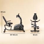 Bicicleta Estática com Encosto 8 Níveis de Resistência Bicicleta Banco Ajustável e Ecrã LCD 121 - 142x62x101 cm Preto