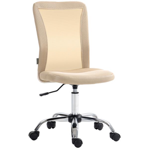 Cadeira de Escritório de Malha Cadeira de Escritório Giratória sem Apoio para os Braços com Altura Ajustável Carga Máxima 100 kg para Escritório Dormitório 43x56x90 - 100 cm Bege