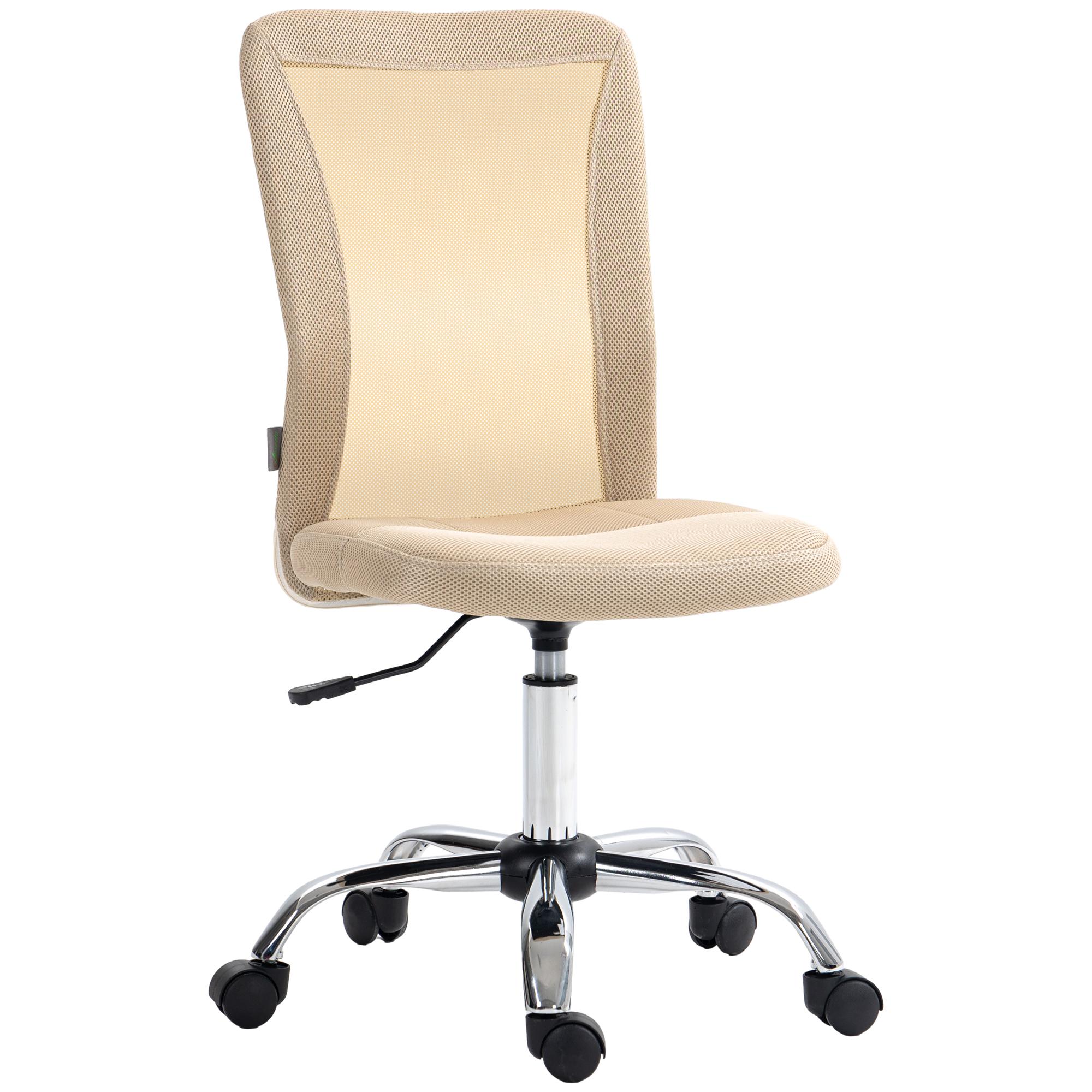 Cadeira de Escritório de Malha Cadeira de Escritório Giratória sem Apoio para os Braços com Altura Ajustável Carga Máxima 100 kg para Escritório Dormitório 43x56x90 - 100 cm Bege
