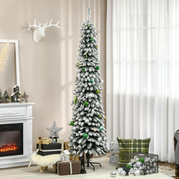 Árvore de Natal Artificial 210cm com Neve Ignífugo com 490 Ramos Verde