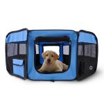 Parque Dobrável para Cães e Gatos, Cercado Portátil para Animais Pequenos, Impermeável em Tecido Oxford, Ø90x41 cm, Azul