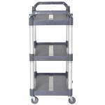 Carrinho Auxiliar com Rodas e 3 Prateleiras Carrinho de Cozinha com Armazenamento Carga 105 kg 88x44x93 cm Cinza
