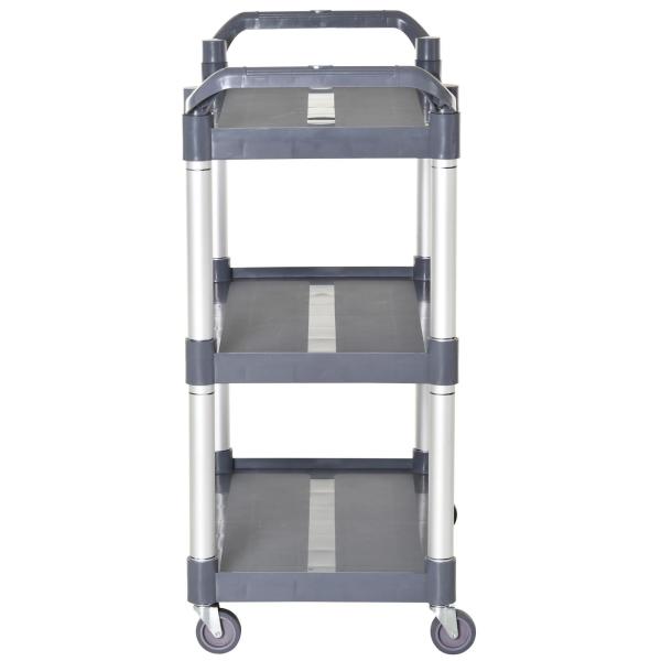 Carrinho Auxiliar com Rodas e 3 Prateleiras Carrinho de Cozinha com Armazenamento Carga 105 kg 88x44x93 cm Cinza