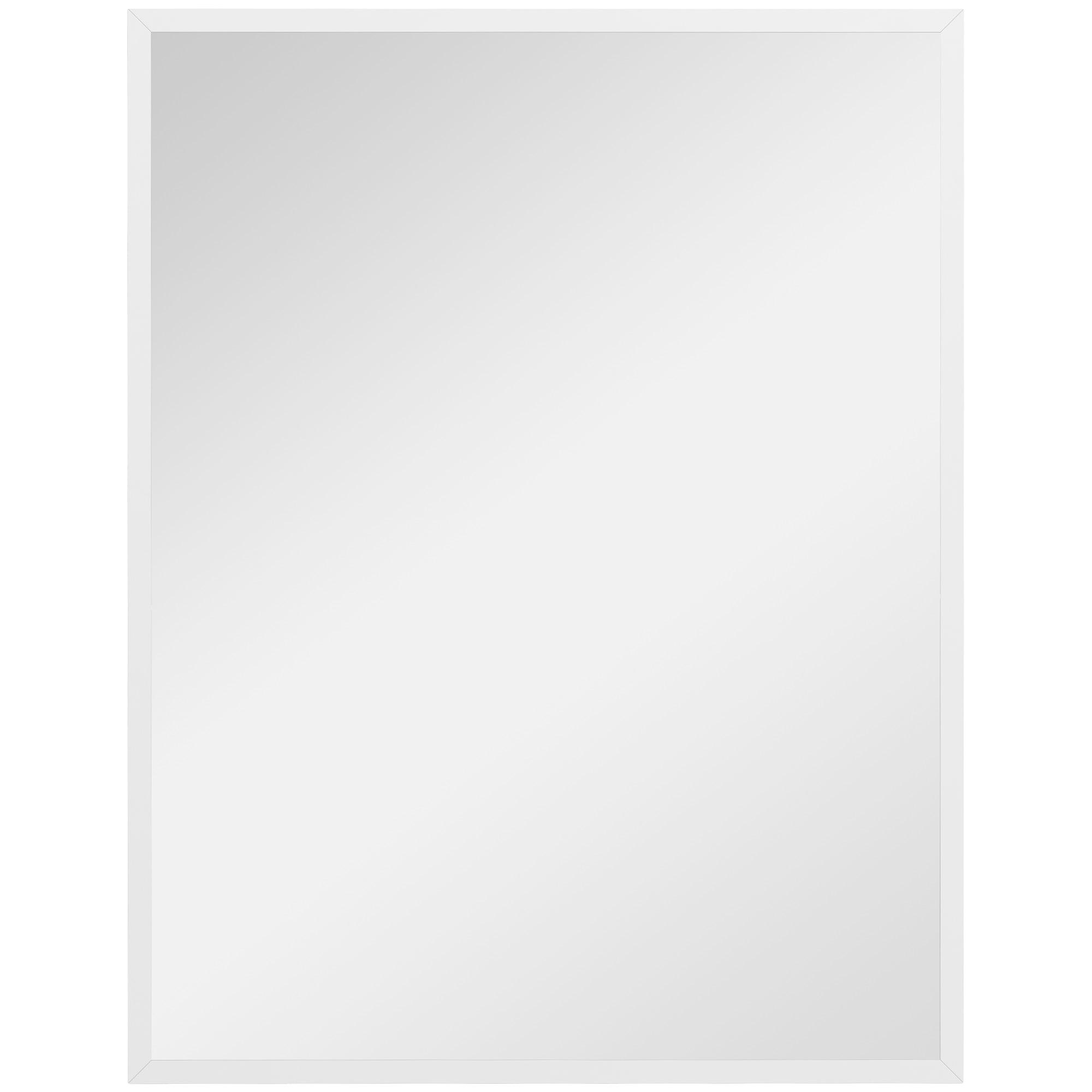 Espelho de Parede Decorativo 70x90 cm Espelho Retangular Espelho de Sala com 4 Ganchos Metálicos Estilo Moderno Branco