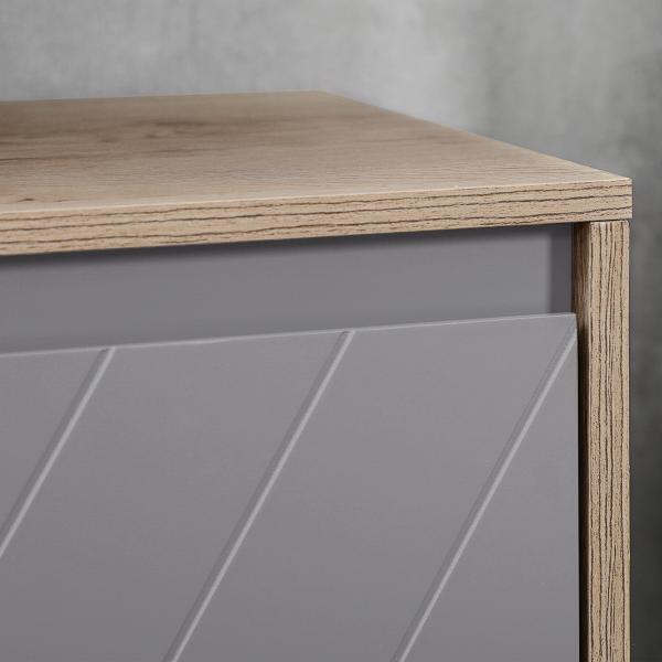 Móvel para Lavatório Casa de Banho com Porta Dupla e Prateleira Ajustável Carga 50kg 60x30x59,8 cm Carvalho e Cinza