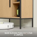 Móvel para Lavatório Pousar Móvel de Casa de Banho com Porta e Prateleira Ajustável para Lavatório com Pedestal 60x30x59,5 cm Madeira e Preto