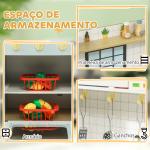 Cozinha de Madeira para Crianças acima de 3 Anos Cozinha de Brincar Infantil com Som Fogão Lavatório Micro - Ondas e Acessórios Azul