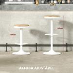 Conjunto de 2 Bancos de Bar Giratórios Bancos Altos de Cozinha com Descanso para Pés 38,5x38,5x60 - 80 cm Madeira e Branco