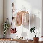 Charriot com Rodas 5 Ganchos Barra para Pendurar e Prateleira Inferior 86x43x171 cm Branco