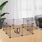 Recinto de Metal para Pequenos Animais de Estimação com 12 Painéis Desmontável DIY 106x73x36 cm Preto