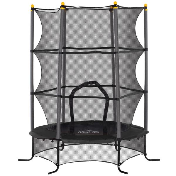 Trampolim para Crianças com Rede de Segurança e Estrutura de Aço para Interiores e Exteriores Carga 50 kg Ø163x190 cm Preto