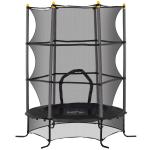 Trampolim para Crianças com Rede de Segurança e Estrutura de Aço para Interiores e Exteriores Carga 50 kg Ø163x190 cm Preto