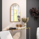 Espelho Decorativo de Parede 60x91 cm Espelho em Forma de Arco de Metal Estilo Moderno Dourado
