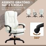 Cadeira de Escritório com Altura Ajustável 6 Pontos de Massagem e Apoio para os Pés Retrátil 68,5x68,5x113 - 121 cm Creme