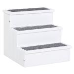 Escada para Animais de Estimação de 3 Degraus com Armazenamento e Tapete Antiderrapante 40,5x44,5x38 cm Branco