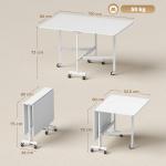 Mesa Dobrável de Cozinha para 4 - 6 Pessoas Mesa de Sala de Jantar Dobrável com Rodas e Laterais Dobráveis 120x80x73 cm Branco