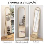 Espelho de Pé 160x40 cm com Moldura Efeito Pedra Espelho de Corpo Inteiro Retangular para Pendurar Bege
