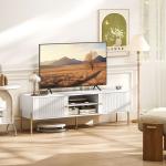 Móvel de TV Moderno com 2 Prateleiras Abertas Ajustáveis para Televisão 65 Polegadas 140x38x45,9 cm Branco