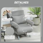 Sofá Cama Dobrável Estofado em Linho Sintético com Encosto Ajustável em 5 Níveis e Almofada Acolchoada 73x78x81 cm Cinzento Claro