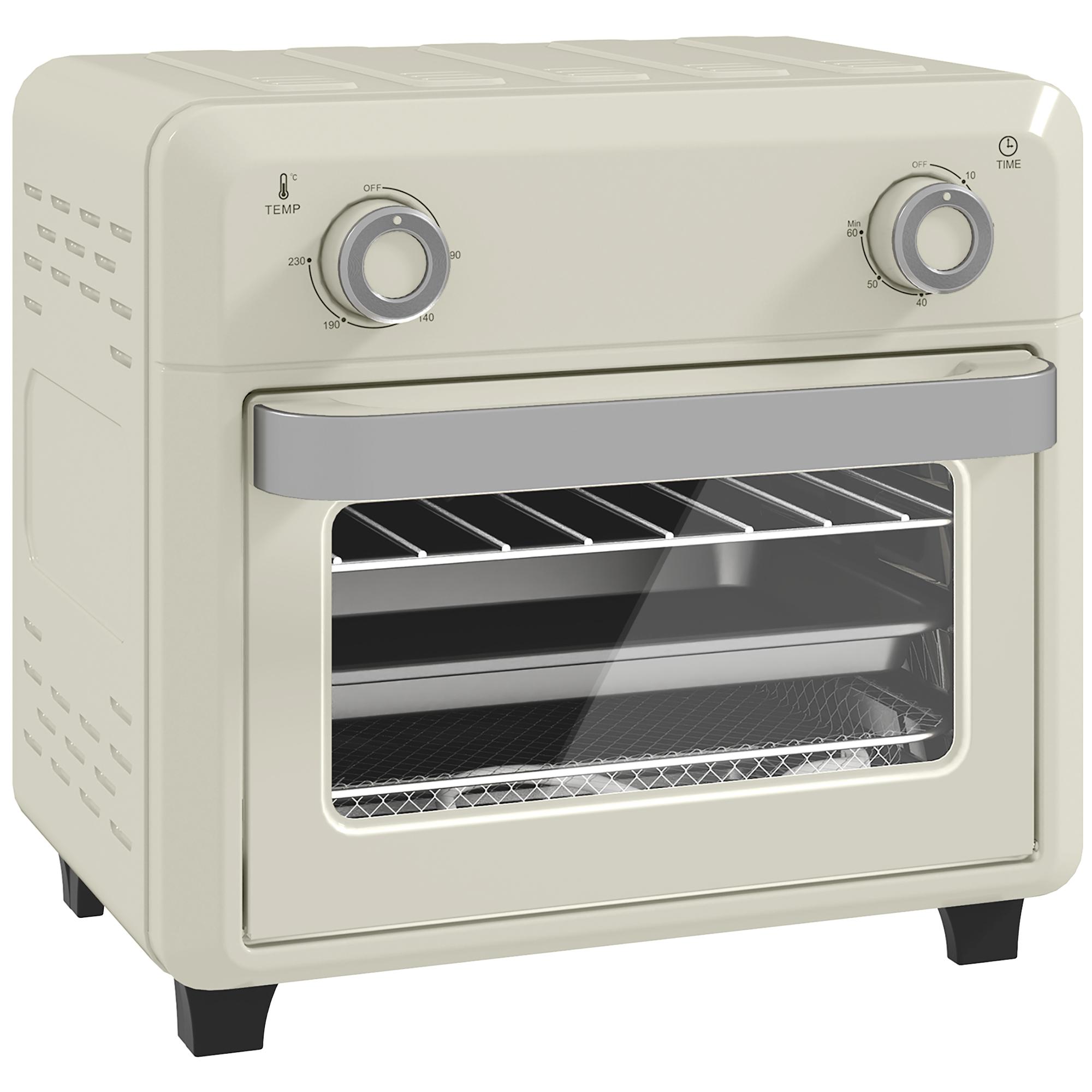 Forno com Fritadeira de Ar 10 L com 2 Manípulos Convecção 360° 80 - 230 °C Temporizador 60 Min Tabuleiro e Cesto