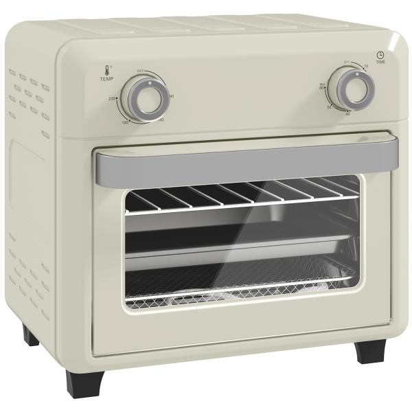 Forno com Fritadeira de Ar 10 L com 2 Manípulos Convecção 360° 80 - 230 °C Temporizador 60 Min Tabuleiro e Cesto