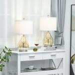 Conjunto de 2 Candeeiros de Mesa com Ecrã de Linho Suporte para Lâmpada E27 Máx. 40W Ø30x56 cm Branco