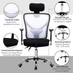 Cadeira de Escritório Ergonômica Cadeira de Escritório Giratória com Altura Ajustável Função Reclinável Apoio para a Cabeça e Suporte Lombar 65x67x108 - 118cm Branco