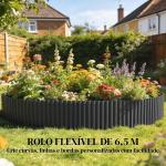 Cerca de Jardim Metálica 650x20 cm em Aço Galvanizado Resistente para Horta Pátio Terraço Relvado Cinzento Escuro