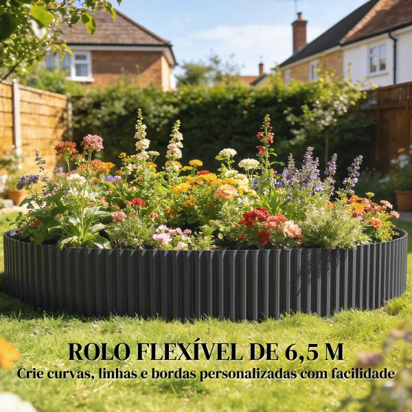 Cerca de Jardim Metálica 650x20 cm em Aço Galvanizado Resistente para Horta Pátio Terraço Relvado Cinzento Escuro