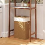 Cesto de Roupa com Tampa 72L Cesto de Roupa de Bambu com Bolsa Interior Removível e Alças 40x30x60 cm Madeira e Creme