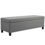 Banco de Armazenamento Acolchoado Banco Estofado em Linho Tampa com Abertura 125x49x41,5 cm Cinza