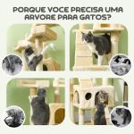 Árvore Arranhador para Gatos Grande 49x49x173 cm com Múltiplos Níveis Cavernas Brinquedos Suspensos Centro de Atividades de Sisal Bege
