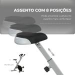 Bicicleta Estática Dobrável Silenciosa com 8 Níveis de Resistência, Monitor LCD, Assento Ajustável e Rodas, Cinzento