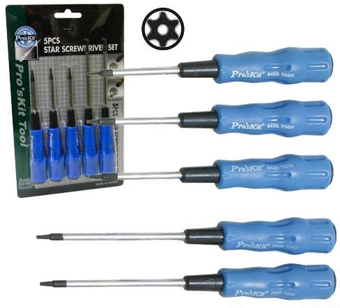 Conjunto de 5 Chaves Torx c/ Furo - Proskit