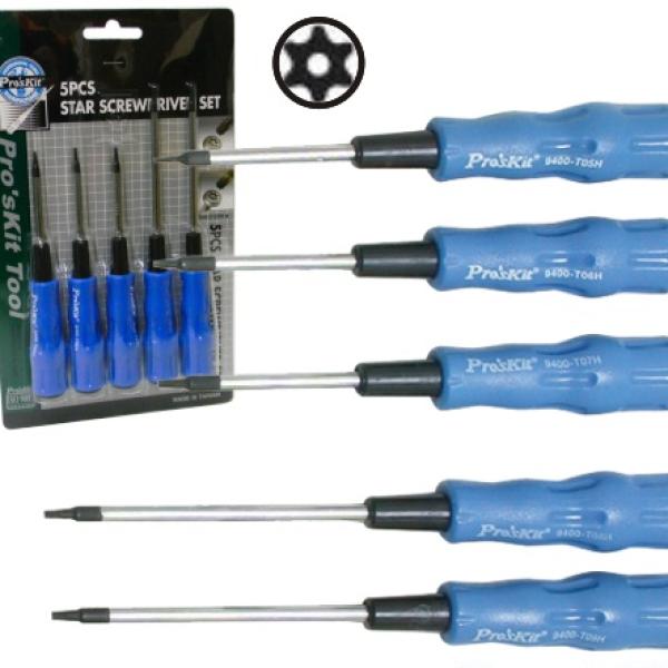 Conjunto de 5 Chaves Torx c/ Furo - Proskit