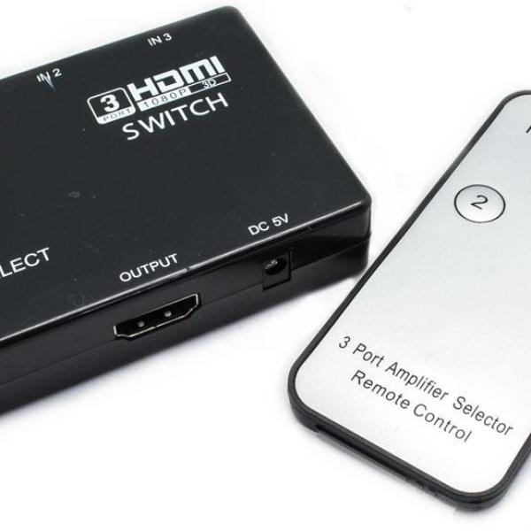 Comutador HDMI Matrix 3 Entradas - 1 Saída c/ Comando