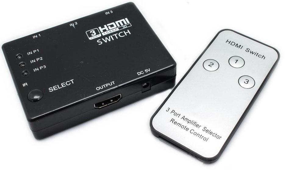 Comutador HDMI Matrix 3 Entradas - 1 Saída c/ Comando