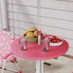 Conjunto Infantil de Mesa e Cadeiras de Jardim de 4 Peças Cadeiras Dobráveis Chapéu de Sol Desmontável Design Unicórnios Rosa