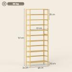 Estante de Bambu de 6 Níveis Prateleiras Ajustáveis para Espaços Pequenos Casa de Banho Cozinha 60x26x161 cm Madeira