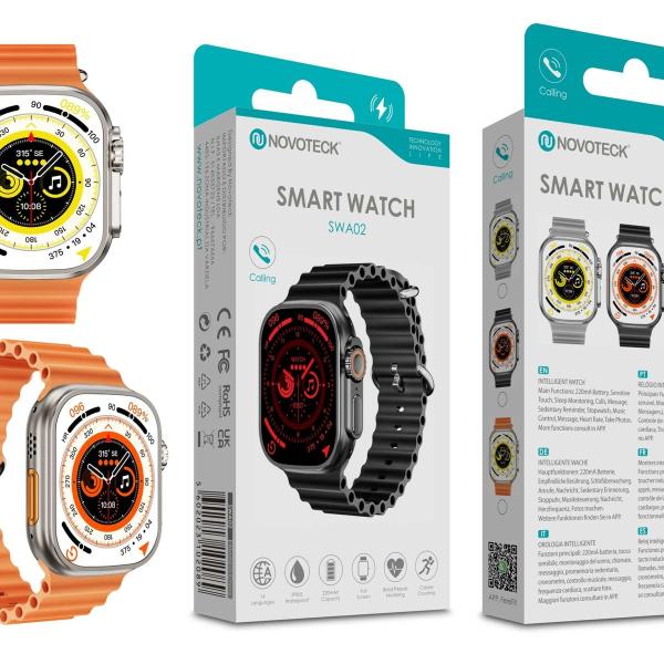 Smartwatch Cinzento SWA02 com Funções Inteligentes, Monitoramento de Saúde, Conexão Bluetooth e Design Moderno