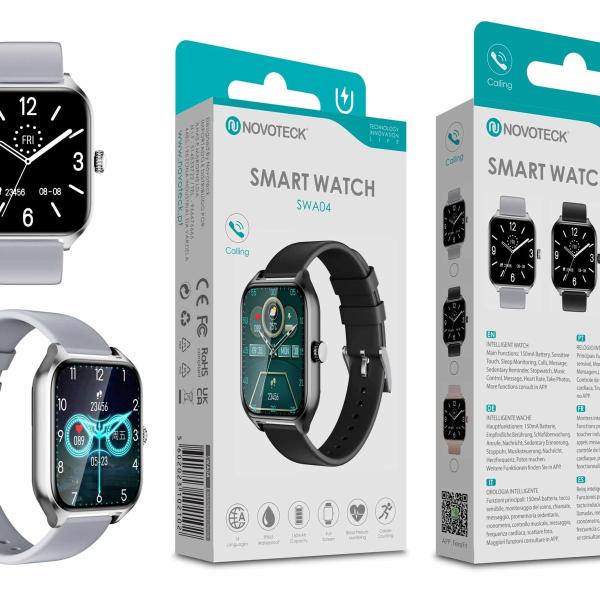 Smartwatch Prateado SWA04 - Monitoramento de Saúde, Notificações, Controle de Música, Tela Sensível ao Toque