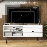 Móvel de TV para Televisores de até 65 Polegadas com 2 Prateleiras Abertas 1 Armário com Portas 145x38x65 cm Branco