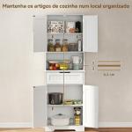 Armário Despenseiro de Cozinha 172 cm com Bancada Aberta, 4 Portas, Gaveta e 2 Prateleiras Ajustáveis, Branco