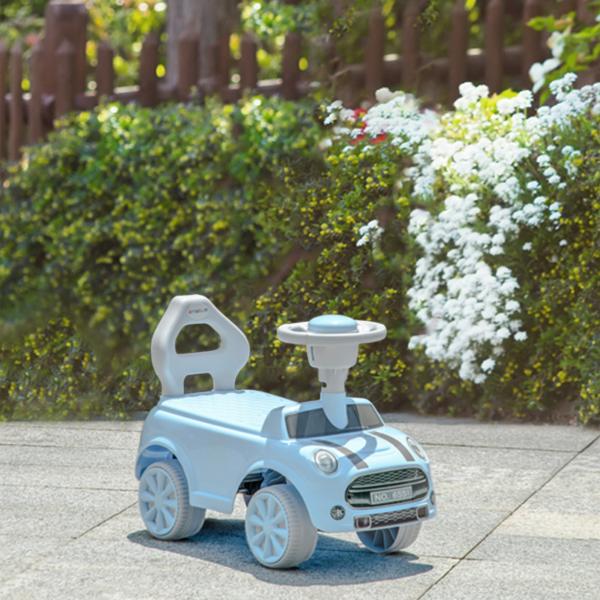 Carro Andador para Bebés de 18 - 36 Meses Carro Andador com Volante Buzina e Sistema Anti - Tombo 53x25x35 cm Azul Claro