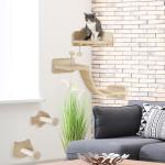 Conjunto de Prateleiras de Escalada para Gatos de 4 Peças com 2 Postes de Sisal e Plataforma para Saltar Bege