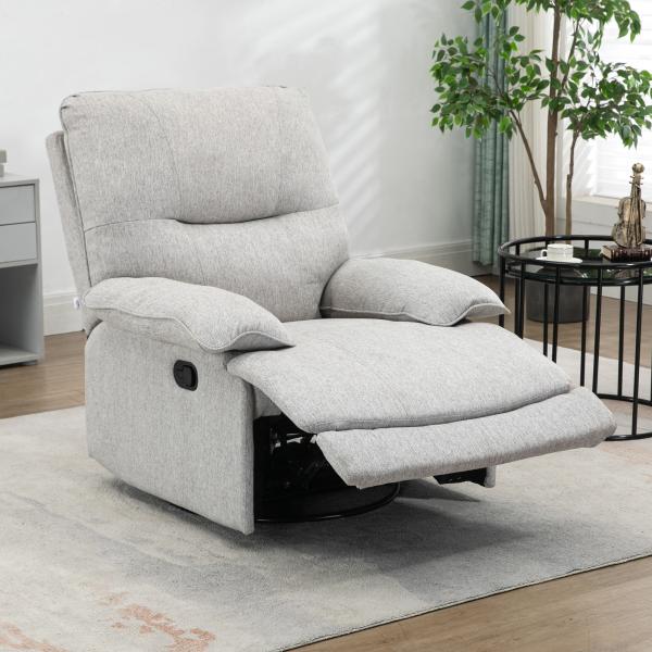 Poltrona Reclinável de Sala de Estar Poltrona Relax Reclinável Manual com Apoio para os Pés 89x98x101 cm Cinza